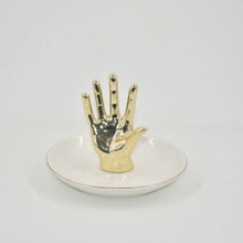 Golden Hand Design Home Decor Gift Jewelry Display Tray Wedding Gift Ceramic Ring Holder Custom Trinket Tray