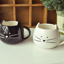 Black Or White Colour Feline Style Ceramic Coffee Cup Or Tea Cup