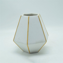 Home Furnishing Decoration Tabletop Ceramic Vase Desktop Decoration Polyhedrosis Grey White Ceramic Vase