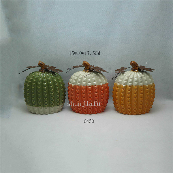  three pcs sets Silvery P Ceramic umpkin Decorations for outside Golden Ceramic Pumpkins