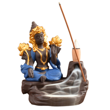 Home Furnishing Decorate Ceramic Statue blue Goddess Ceramic Backflow Incense Burner