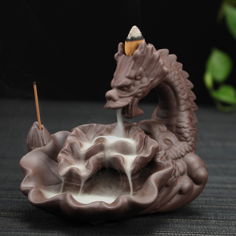 Thread Incense Socket Ceramic Waterfall Reflux Incense dragon faces ...